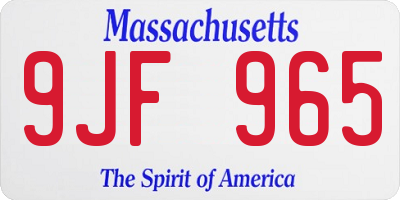 MA license plate 9JF965