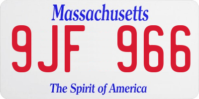 MA license plate 9JF966