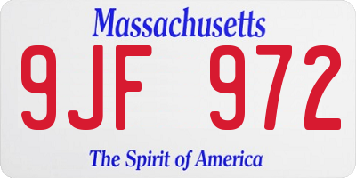 MA license plate 9JF972