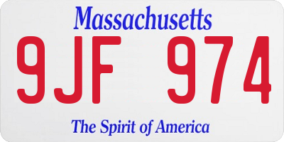 MA license plate 9JF974