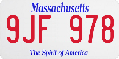 MA license plate 9JF978