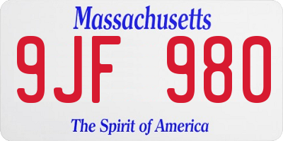 MA license plate 9JF980