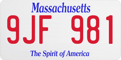 MA license plate 9JF981