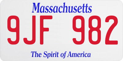 MA license plate 9JF982