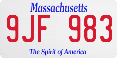 MA license plate 9JF983