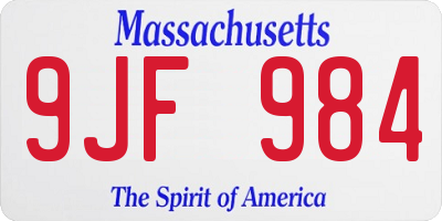 MA license plate 9JF984