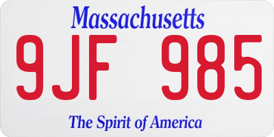 MA license plate 9JF985