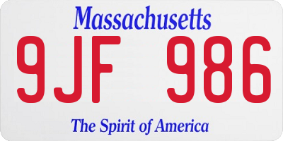 MA license plate 9JF986