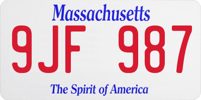 MA license plate 9JF987
