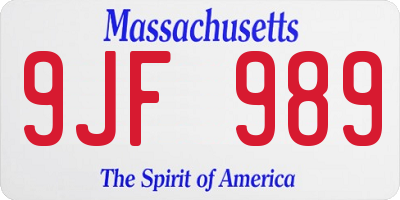 MA license plate 9JF989