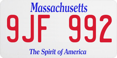 MA license plate 9JF992