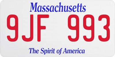MA license plate 9JF993