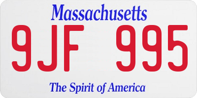 MA license plate 9JF995