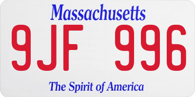 MA license plate 9JF996