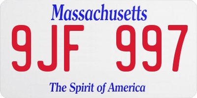 MA license plate 9JF997