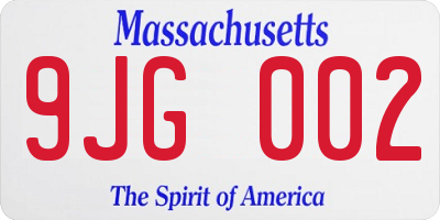 MA license plate 9JG002