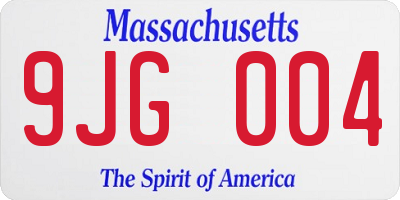 MA license plate 9JG004