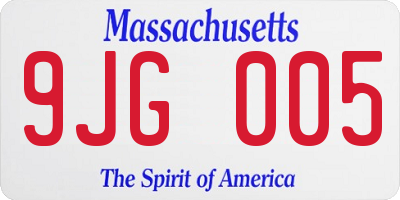 MA license plate 9JG005