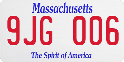 MA license plate 9JG006