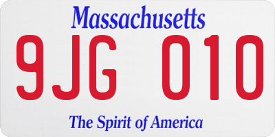 MA license plate 9JG010