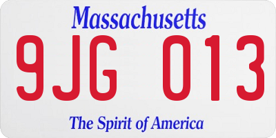 MA license plate 9JG013
