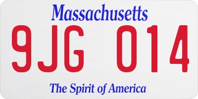 MA license plate 9JG014