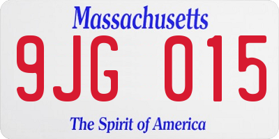 MA license plate 9JG015