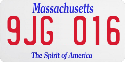 MA license plate 9JG016