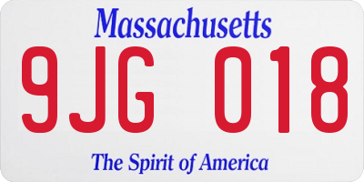 MA license plate 9JG018