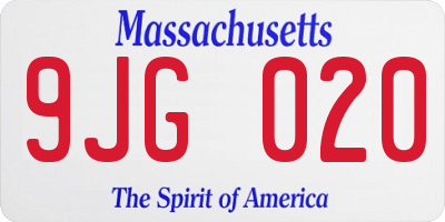 MA license plate 9JG020