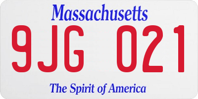 MA license plate 9JG021