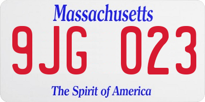 MA license plate 9JG023