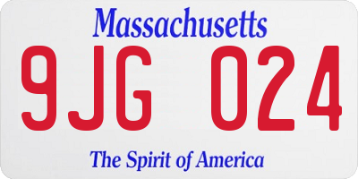 MA license plate 9JG024