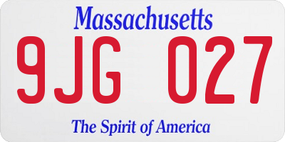 MA license plate 9JG027