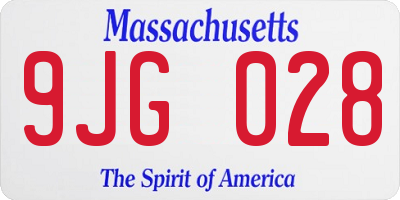 MA license plate 9JG028