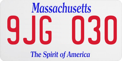 MA license plate 9JG030