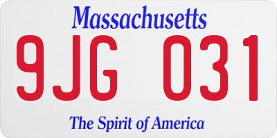 MA license plate 9JG031