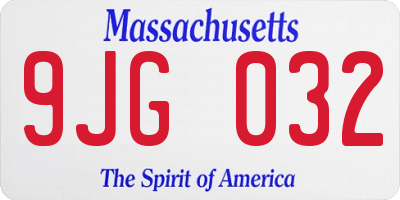 MA license plate 9JG032