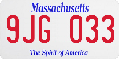 MA license plate 9JG033