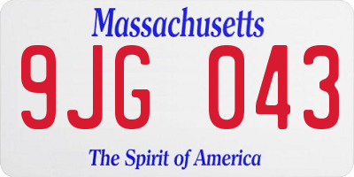 MA license plate 9JG043