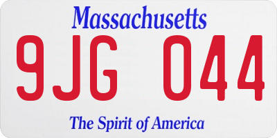 MA license plate 9JG044
