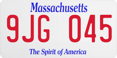MA license plate 9JG045