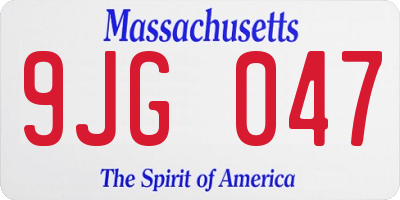 MA license plate 9JG047