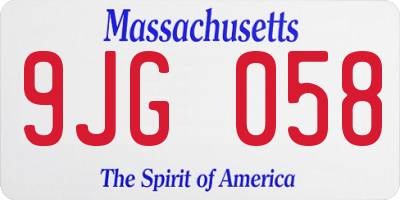 MA license plate 9JG058