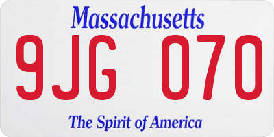 MA license plate 9JG070