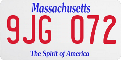 MA license plate 9JG072