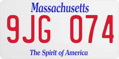 MA license plate 9JG074