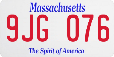 MA license plate 9JG076