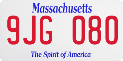 MA license plate 9JG080