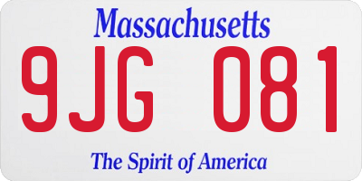 MA license plate 9JG081